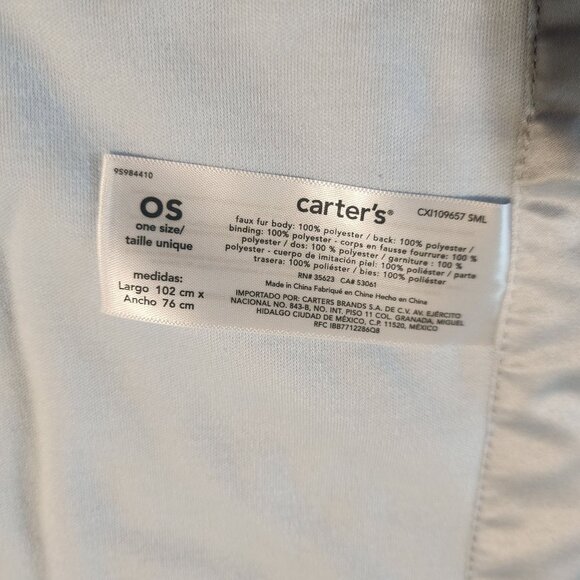 Carter's Plain Solid blue plush blanket satin trim jersey knit reverse - Picture 4 of 4